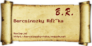 Bercsinszky Réka névjegykártya